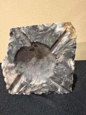 Vintage Handcrafted Rough Live Edge Marble Ashtray Catch-All